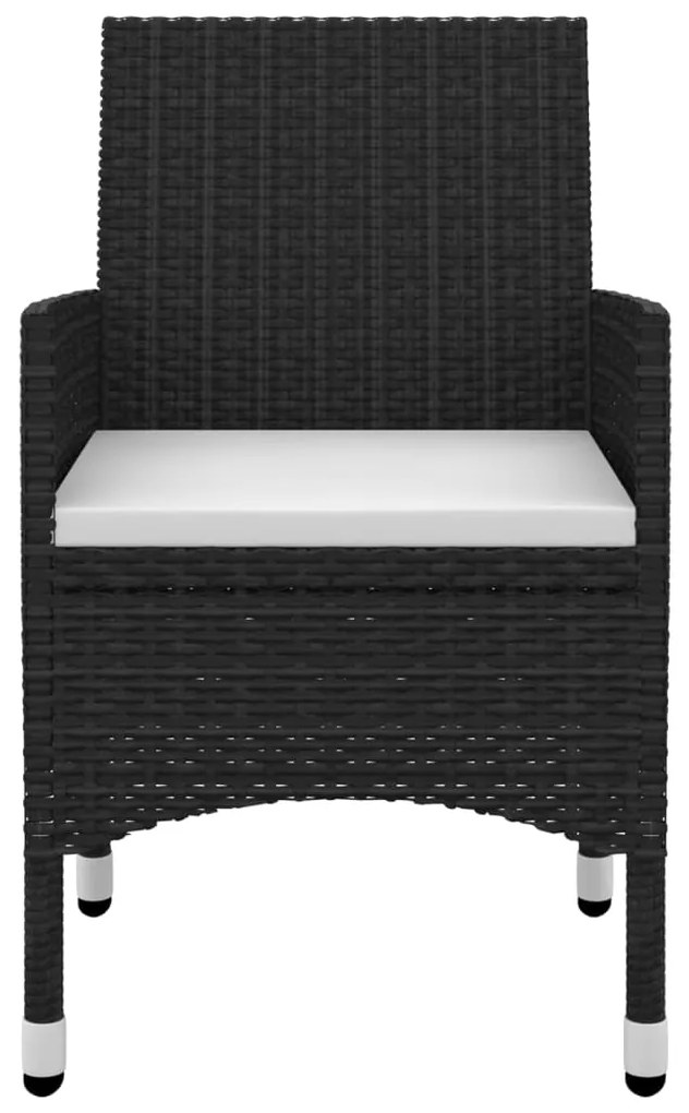 5 pcs conjunto de jantar p/ jardim c/almofadões vime PE e vidro