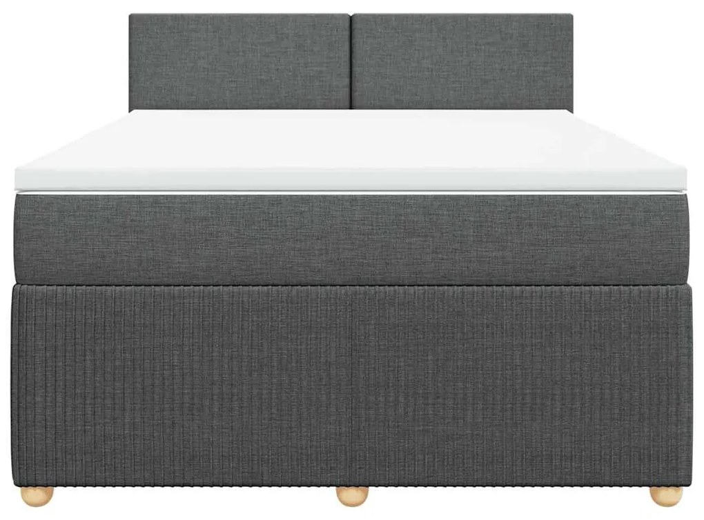 Cama com molas/colchão 140x190 cm tecido cinzento-escuro