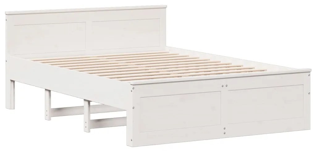 Cama com estante sem colchão 140x200 cm pinho maciço branco