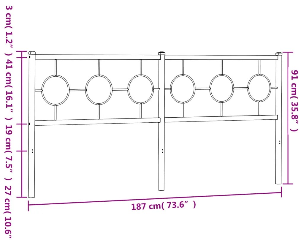 Cabeceira de cama 180 cm metal branco