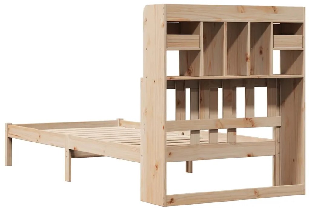 Cama com estante sem colchão 75x190 cm pinho maciço