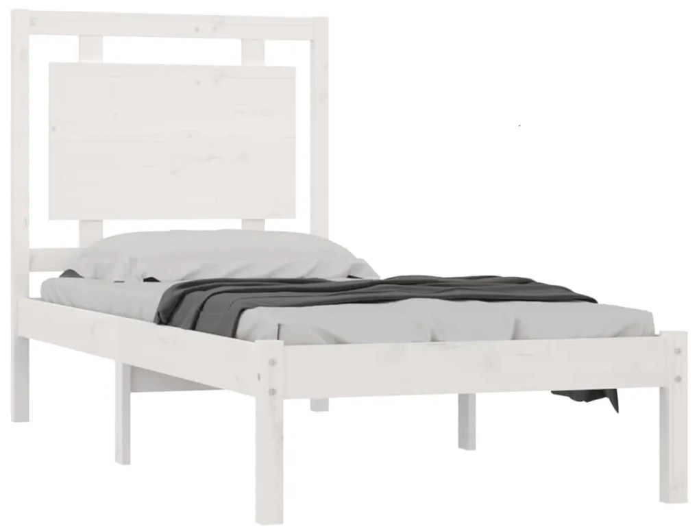 Estrutura cama pequena solteiro 75x190 cm madeira maciça branco