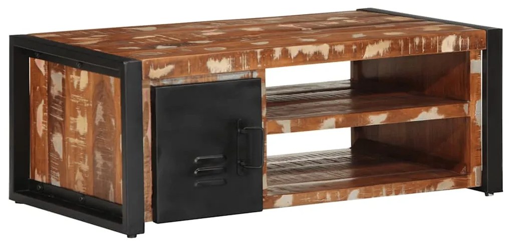 Mesa de centro multicor 90x50x36 cm madeira maciça recuperada