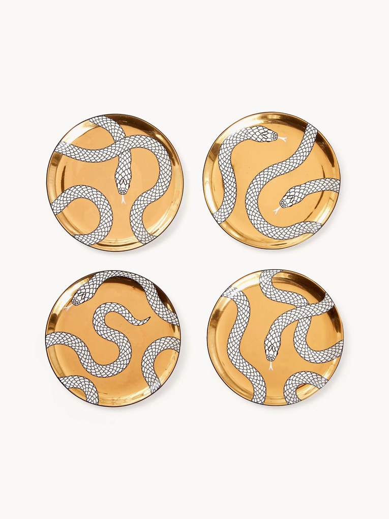 Bases para copos em porcelana com ouro Eden, conjunto de 4
