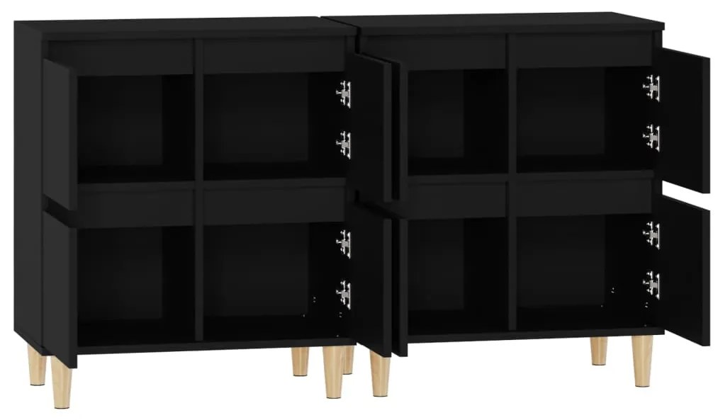 Aparadores 2 pcs 60x35x70 cm derivados de madeira preto
