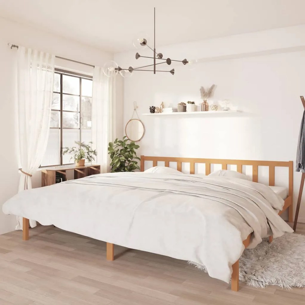 vidaXL Estrutura de cama 200x200 cm pinho maciço castanho mel