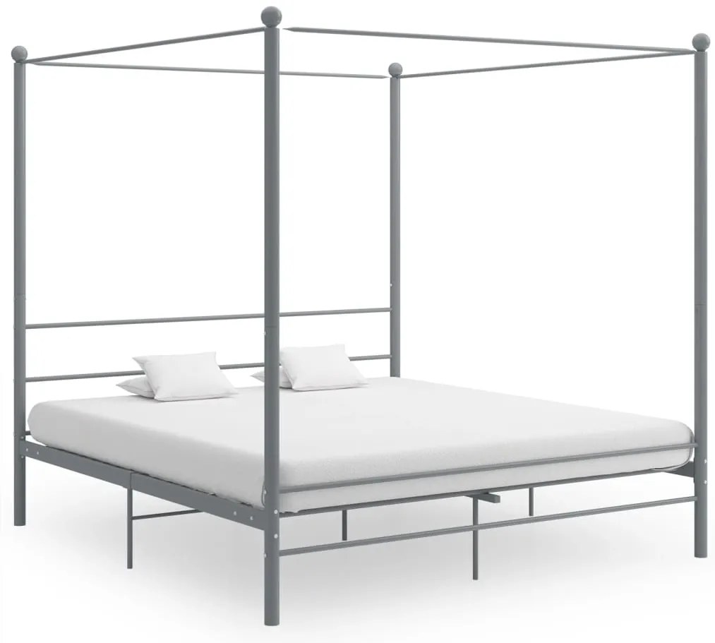 Estrutura de cama com dossel 180x200 cm metal cinzento