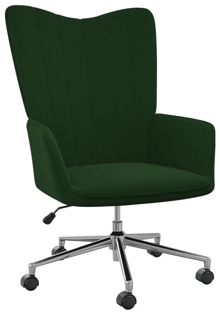 Cadeira de Descanso Veludo Verde-escuro