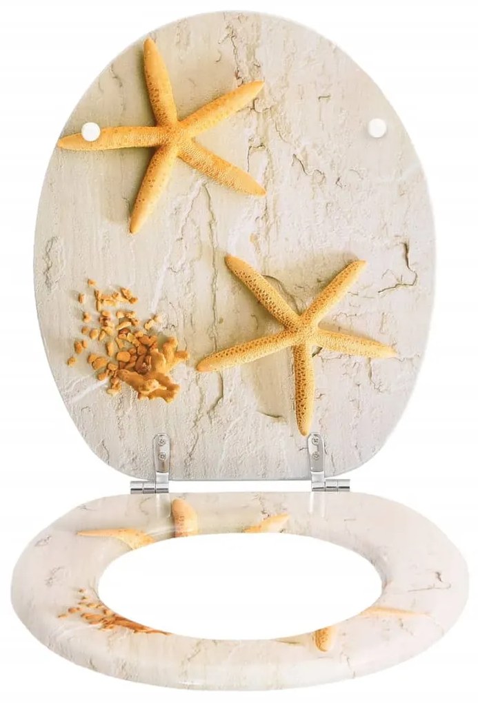 Assento de sanita com tampa MDF design estrela-do-mar