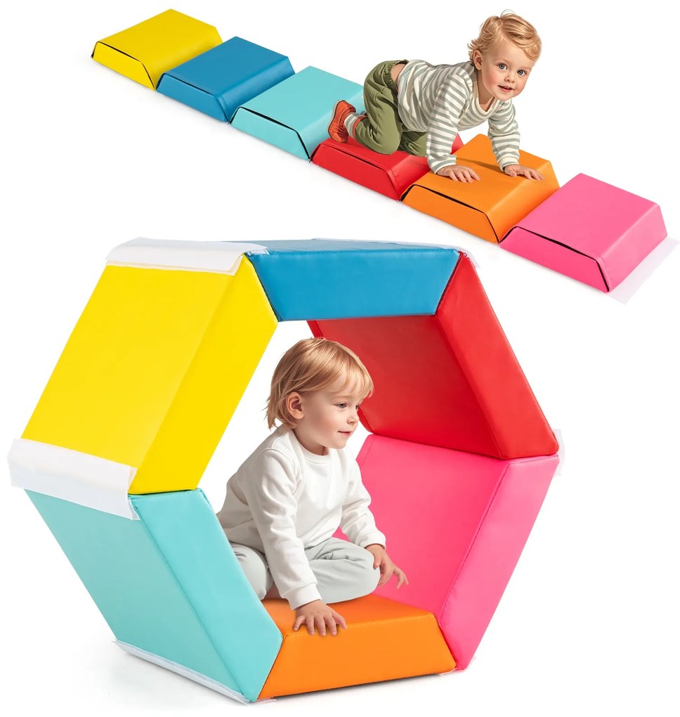 Brinquedos de escalada de couro PU de espuma macia de 10 peças, blocos de construção para crianças pequenas - coloridos