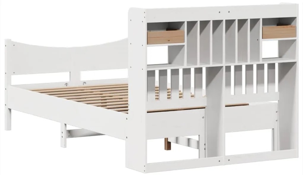 Cama sem colchão 135x190 cm madeira de pinho maciça branco