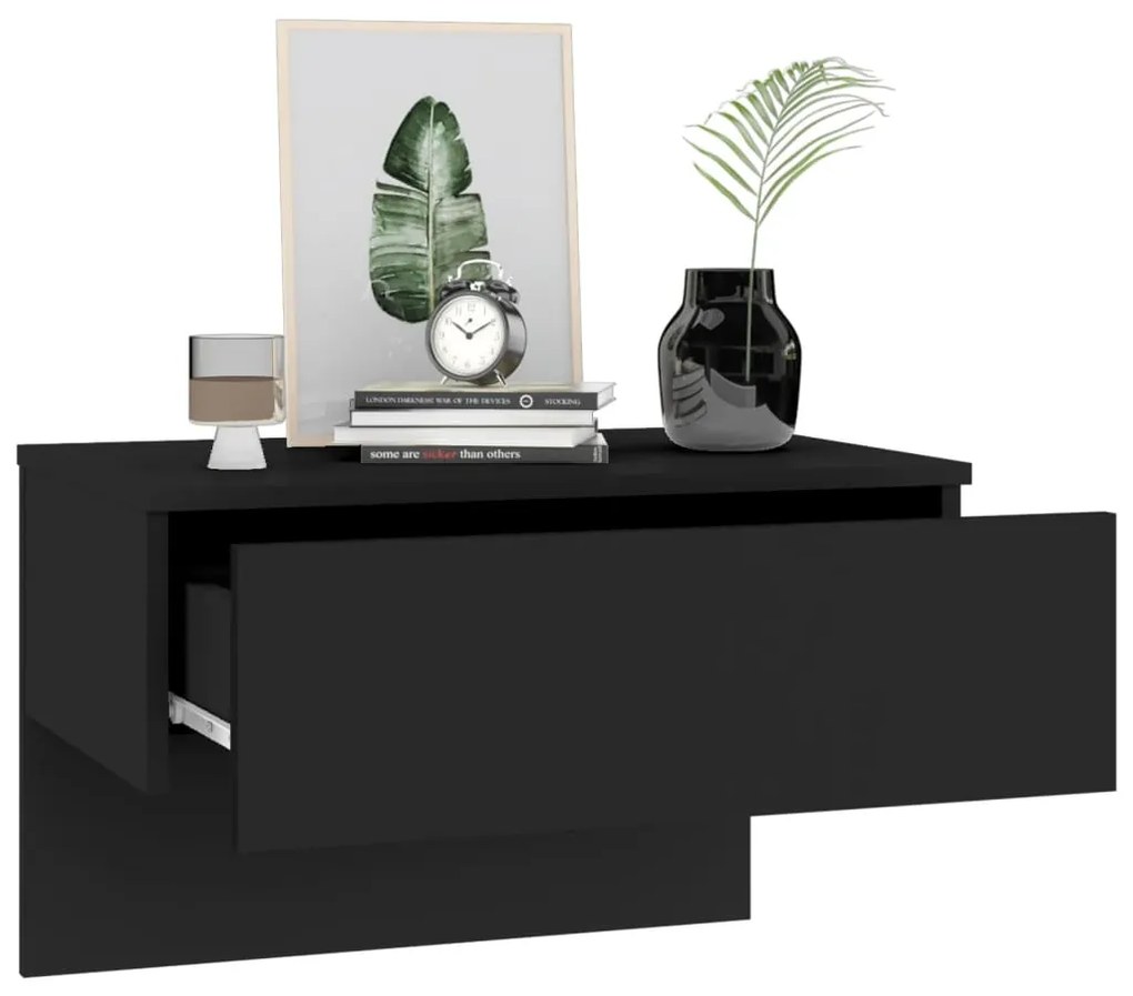 Mesa de cabeceira montagem na parede preto