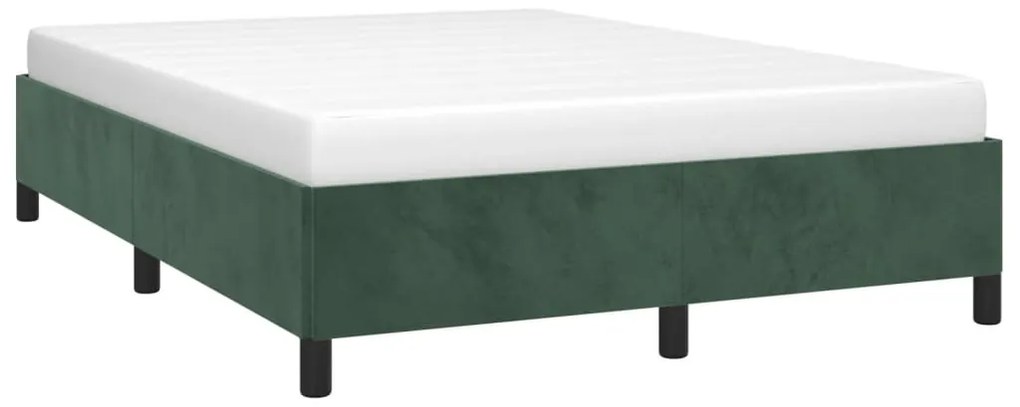 Estrutura de cama sem colchão 140x190 cm veludo verde-escuro