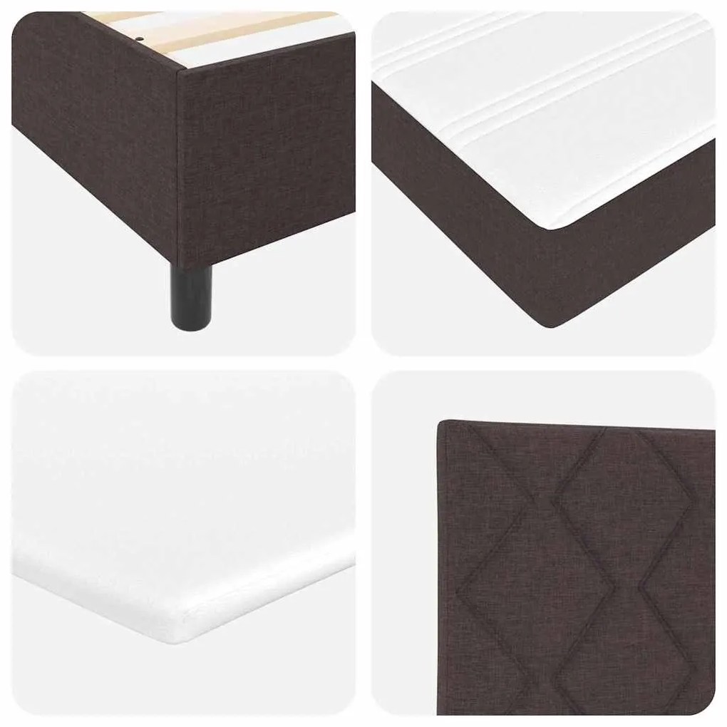Cama box com colchão marrom escuro 90x200 cm em tecido