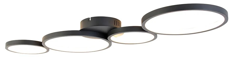Candeeiro de teto preto com LED 3 passos de dimmer 4 luzes - Lupolo Moderno