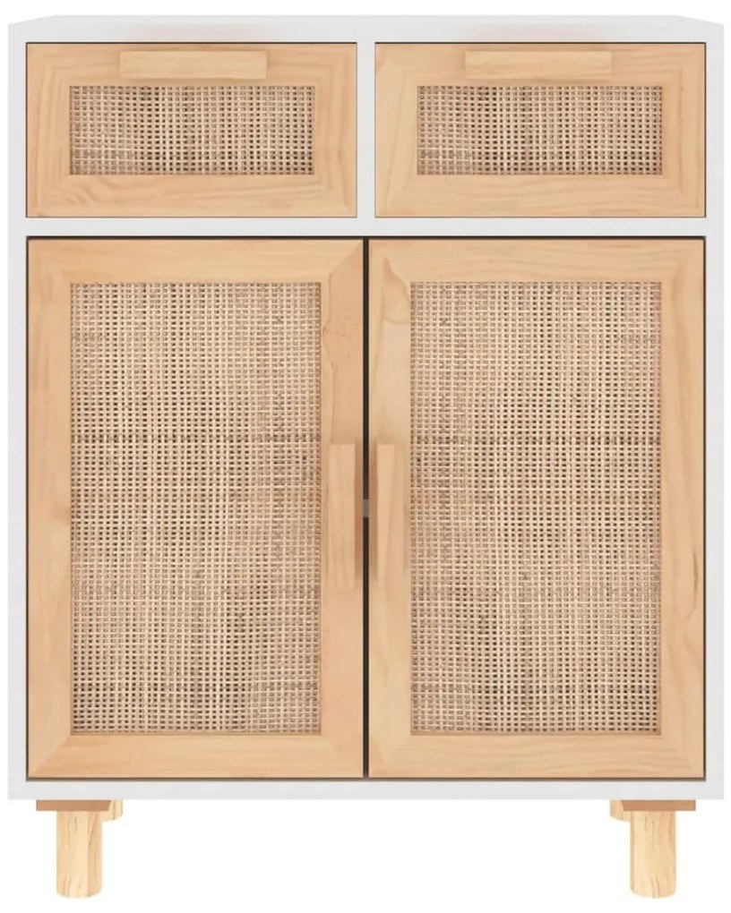 Aparador 60x30x75 cm madeira pinho maciça/vime natural branco