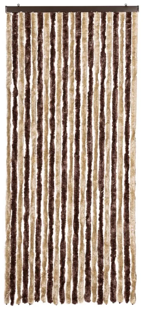 Cortina anti-insetos 90x200 cm chenille bege e castanho-claro
