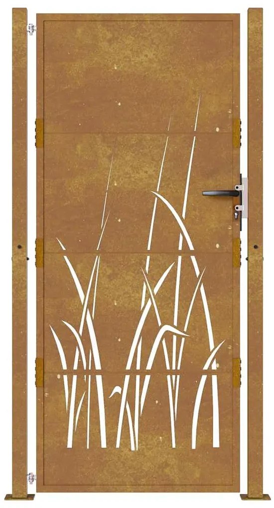 Portão de jardim 105x180 cm aço corten design erva
