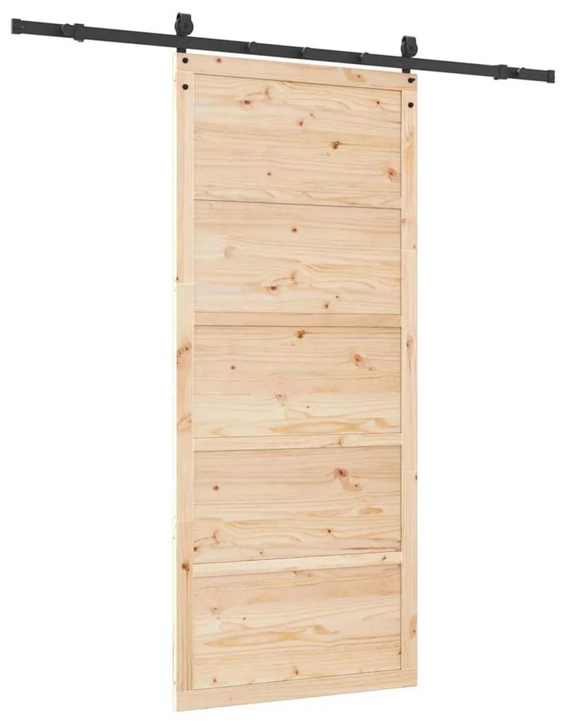 Porta Deslizante Castanho 80 x 208 cm Madeira de pinho maciça