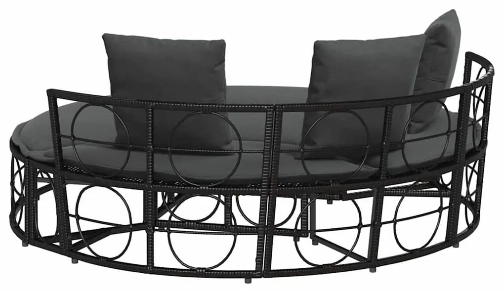Cama lounge de exterior sem toldo vime PE preto