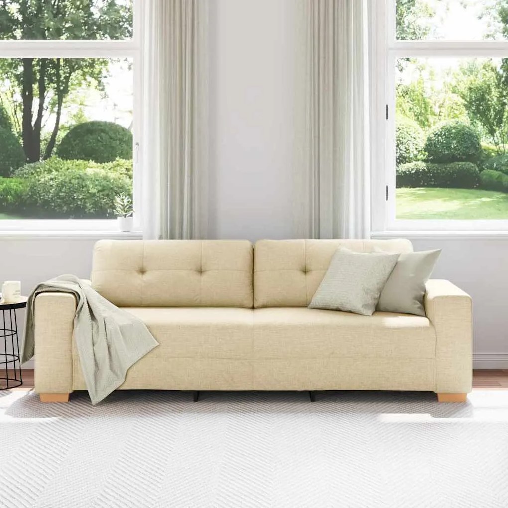 Sofá de 3 lugares vidaXL Creme 180 cm em tecido