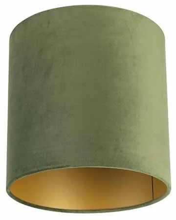 Abajur de veludo verde 25/25/25 com interior dourado