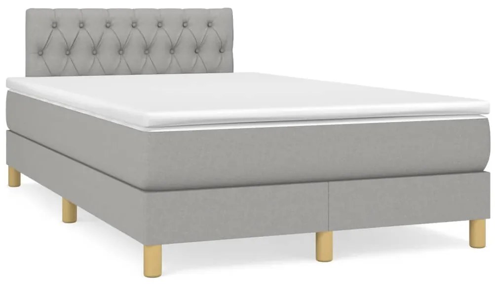 Cama boxspring com colchão 120x190 cm tecido cinzento-claro