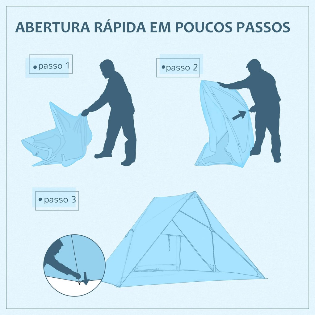 Outsunny Tenda de Praia Dobrável para 2-3 Pessoas Anti UV 50+ Tenda Po