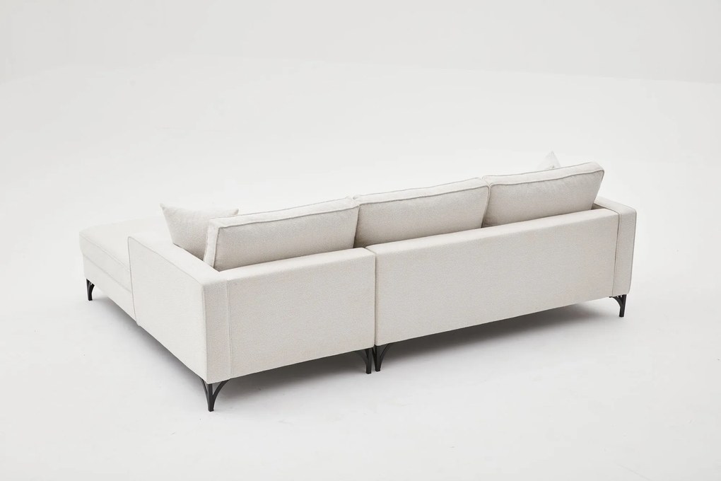 Sofá de Canto Berlin – Creme e Preto – 258 cm
