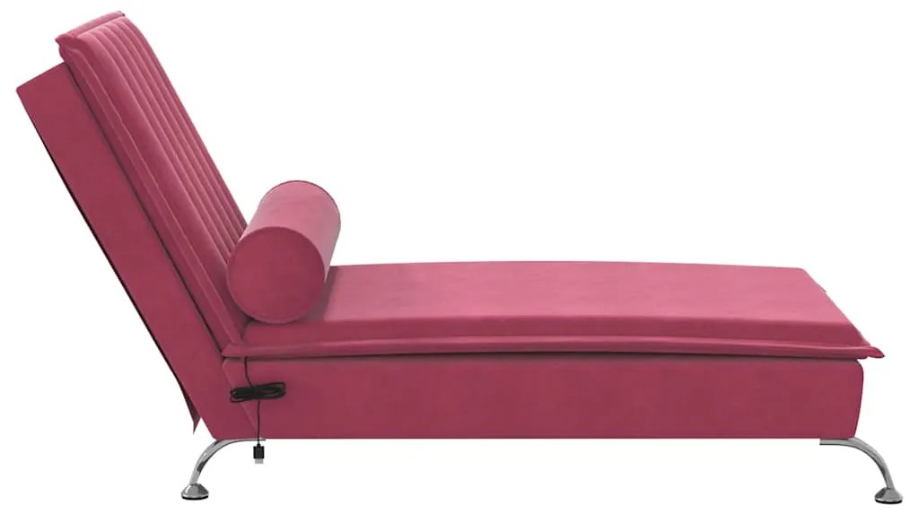 Chaise lounge de massagem com rolo veludo vermelho tinto