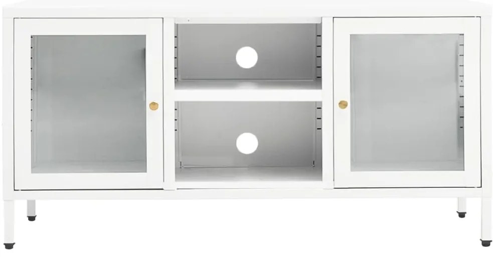 Móvel de TV 105x35x52 cm aço e vidro branco
