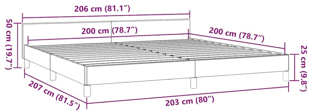 Estrutura cama c/ cabeceira sem colchão 200x200 cm creme