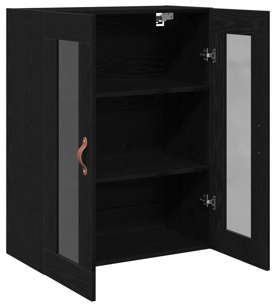 Armário de Parede da vidaXL com Portas de Vidro Madeira Carvalho Preto