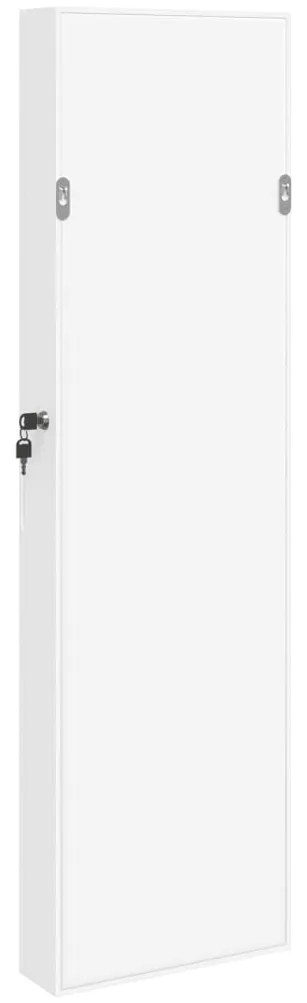 Móvel para joias de parede espelhado 30x8,5x106 cm branco