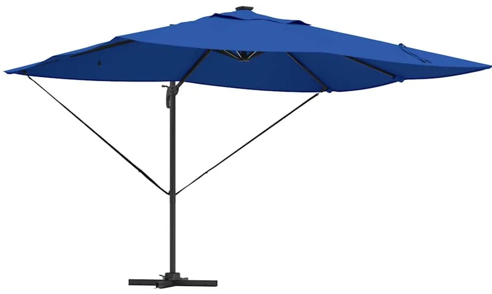 Guarda-sol Cantilever Roma da , com LEDs azuis, medindo 352x251x265 cm