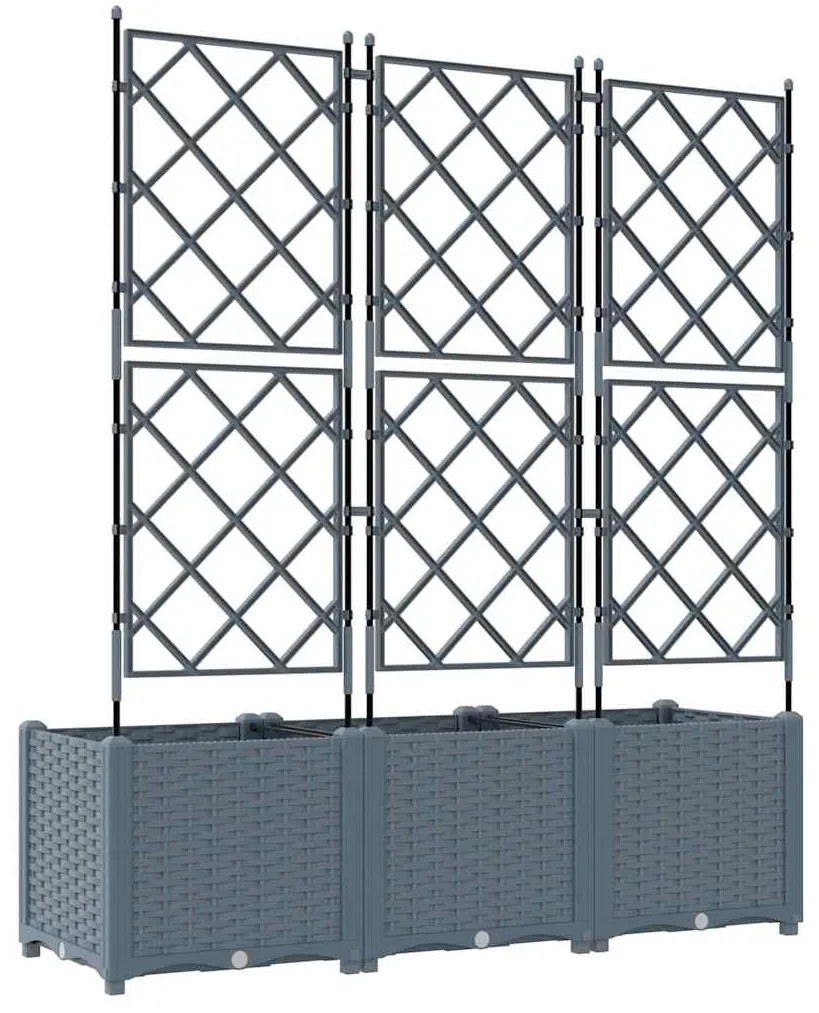 Vaso de Jardim com Treliça 3 pcs Cinza Claro 120x40x143 cm