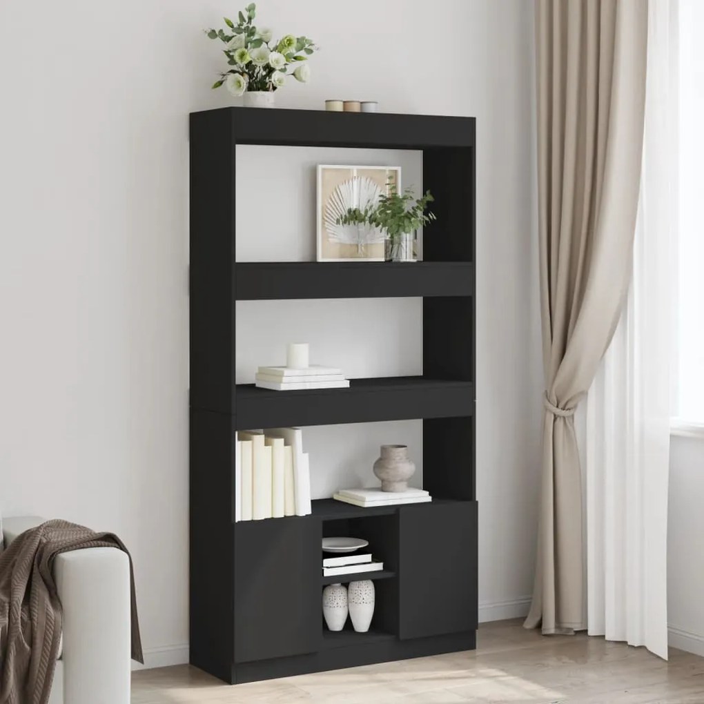 vidaXL Armário alto 92x33x180 cm derivados de madeira preto