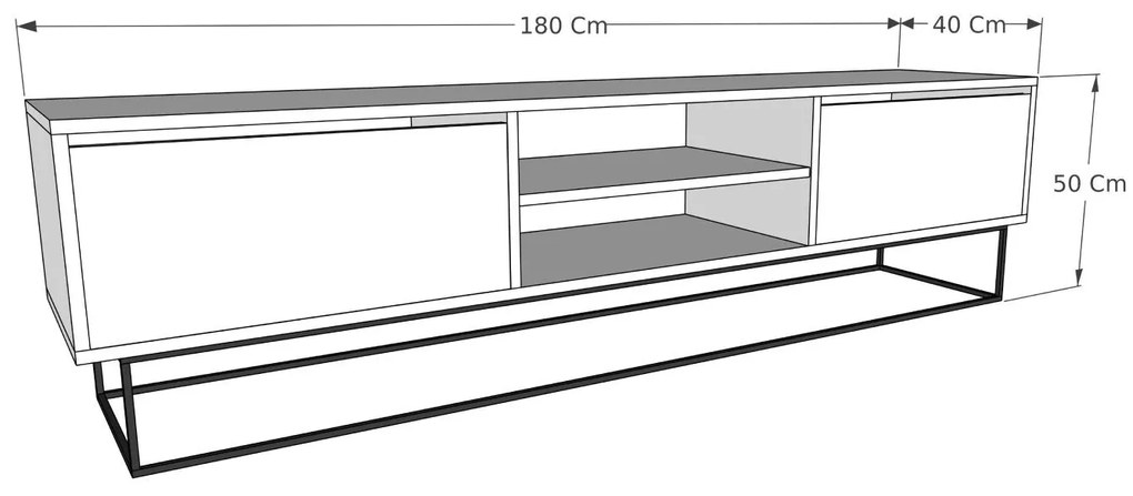 Móvel TV Escape – Castanho Escuro e Preto – 180 cm x 50 cm x 40 cm