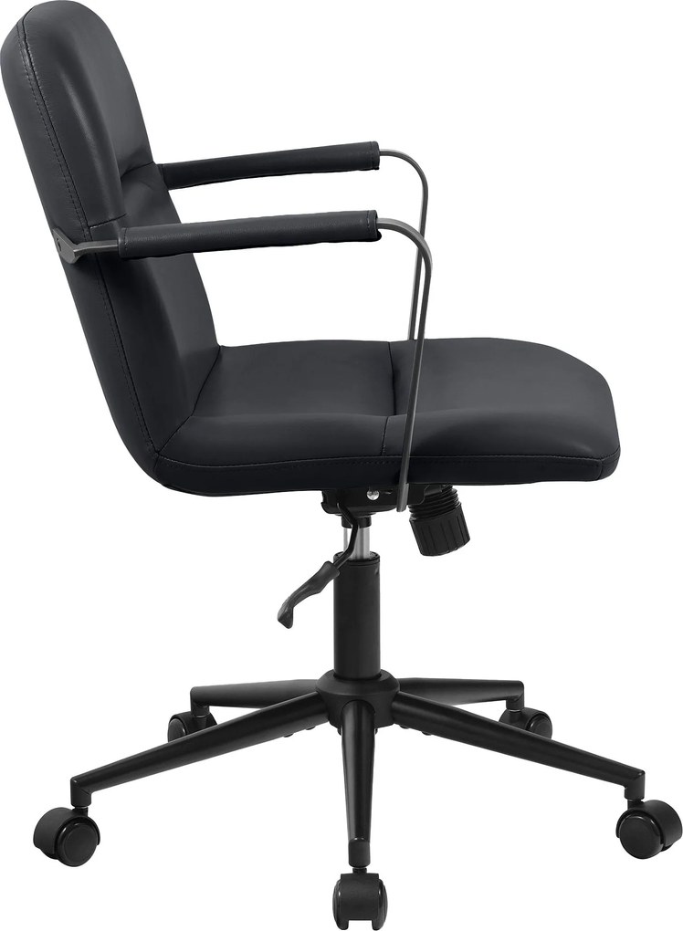 Cadeira de Escritório Hilda Couro Genuíno Preto