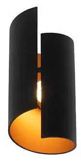 Aplique moderno preto com interior dourado - Faldo Moderno