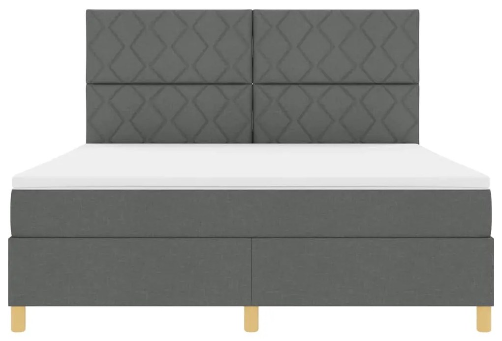 Cama com Molas com Colchão &amp; LED Cinza Escuro 180x200 cm Tecido