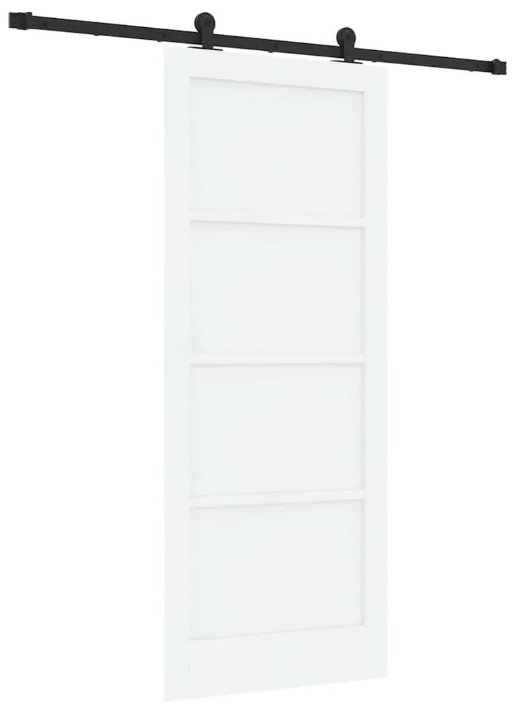 Porta de Correr com Conjunto de Ferragens Branca 83x202 cm Madeira Mac