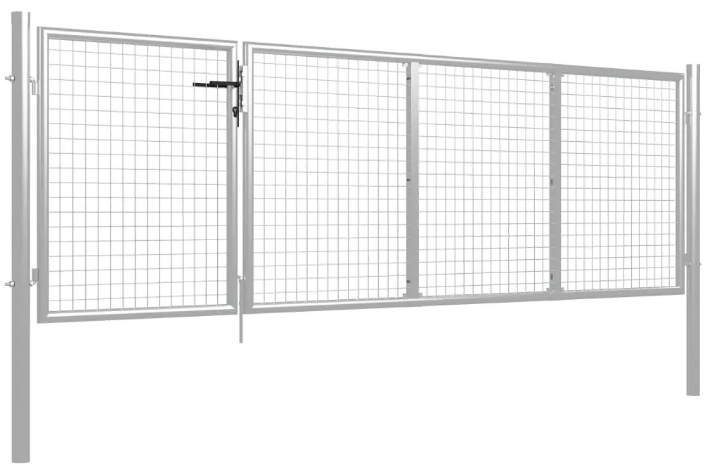 Portão de jardim 350x100 cm aço prateado