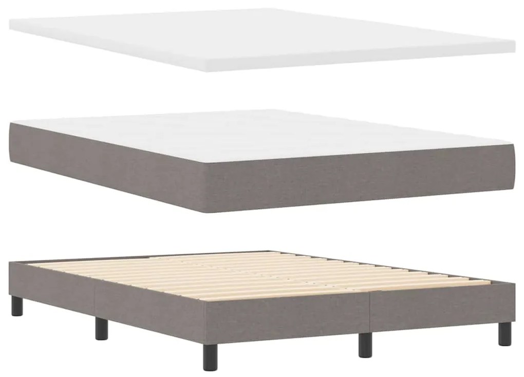 Cama Box Spring com Colchão e LED Taupe 140x200 cm Tecido