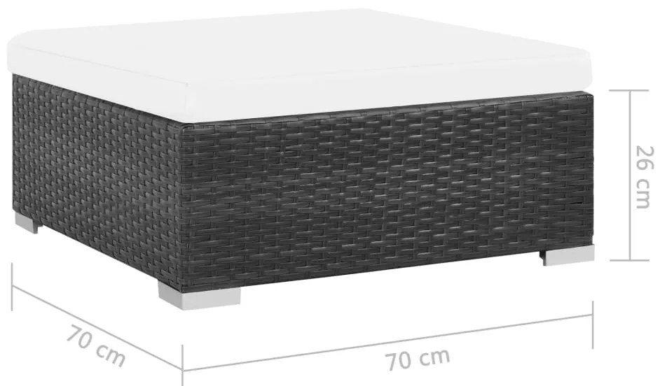 6 pcs conjunto lounge de jardim c/ almofadões vime PE preto