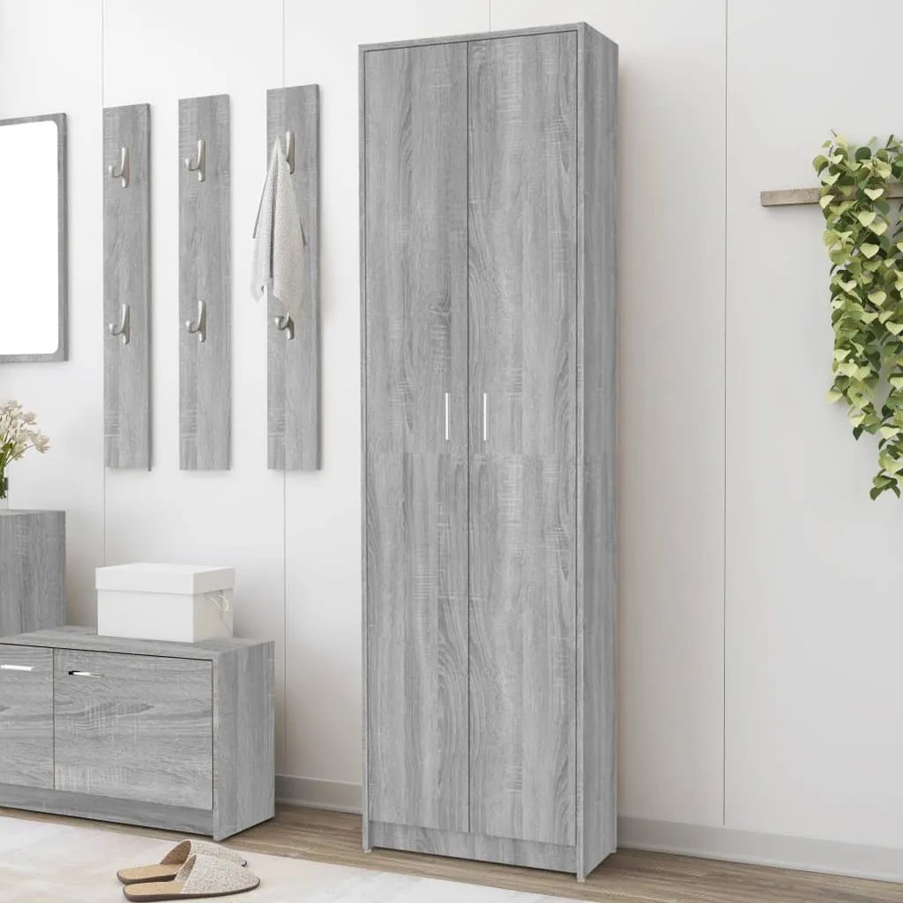 815517 vidaXL Roupeiro de corredor 55x25x189cm derivados madeira cinza sonoma