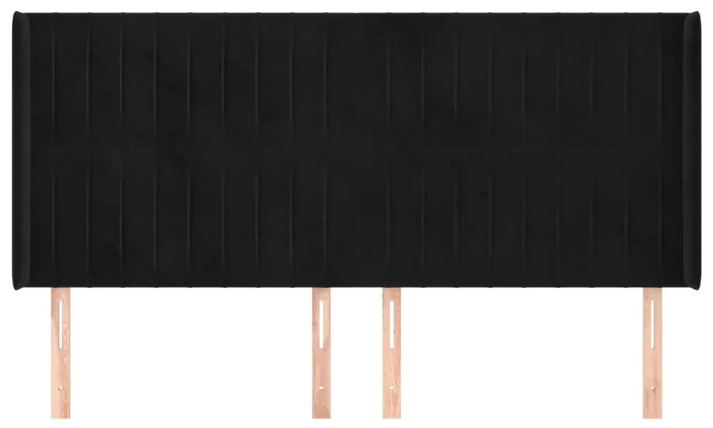 Cabeceira de cama c/ abas veludo 183x16x118/128 cm preto