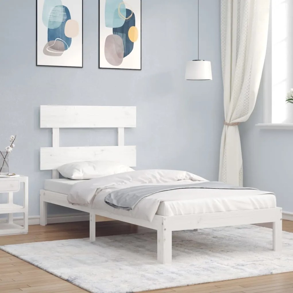 Cama sem colchão 90x200 cm madeira de pinho maciça branco