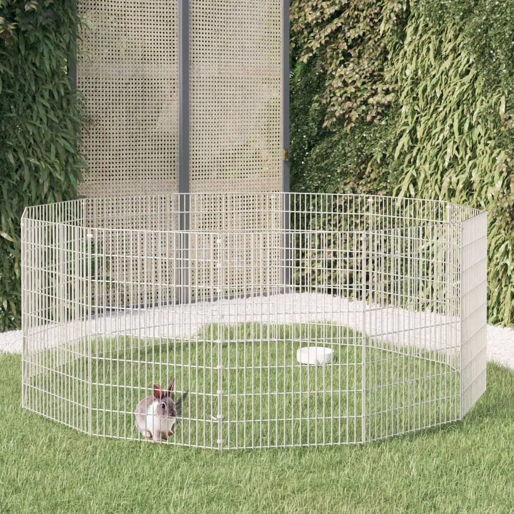 vidaXL Recinto exterior p/ animais 12 painéis 54x80cm ferro galvaniz.
