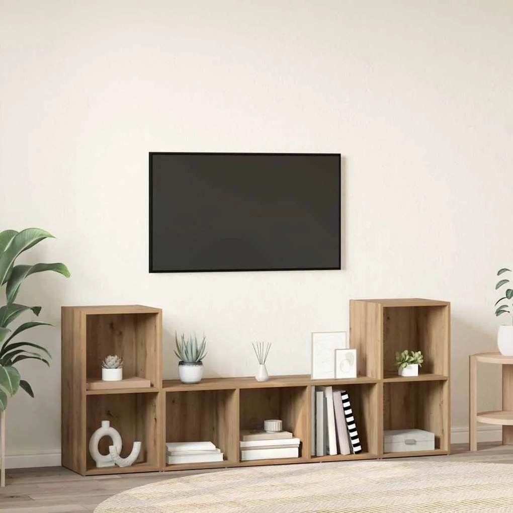 Conjunto de Estantes para TV 3 pcs Castanho 107 x 35 x 37 cm